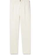 Brunello Cucinelli - Straight-Leg Pleated Cotton-Corduroy Trousers - Neutrals