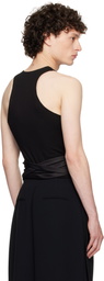 AARON ESH Black Satin Tie Jersey Tank Top