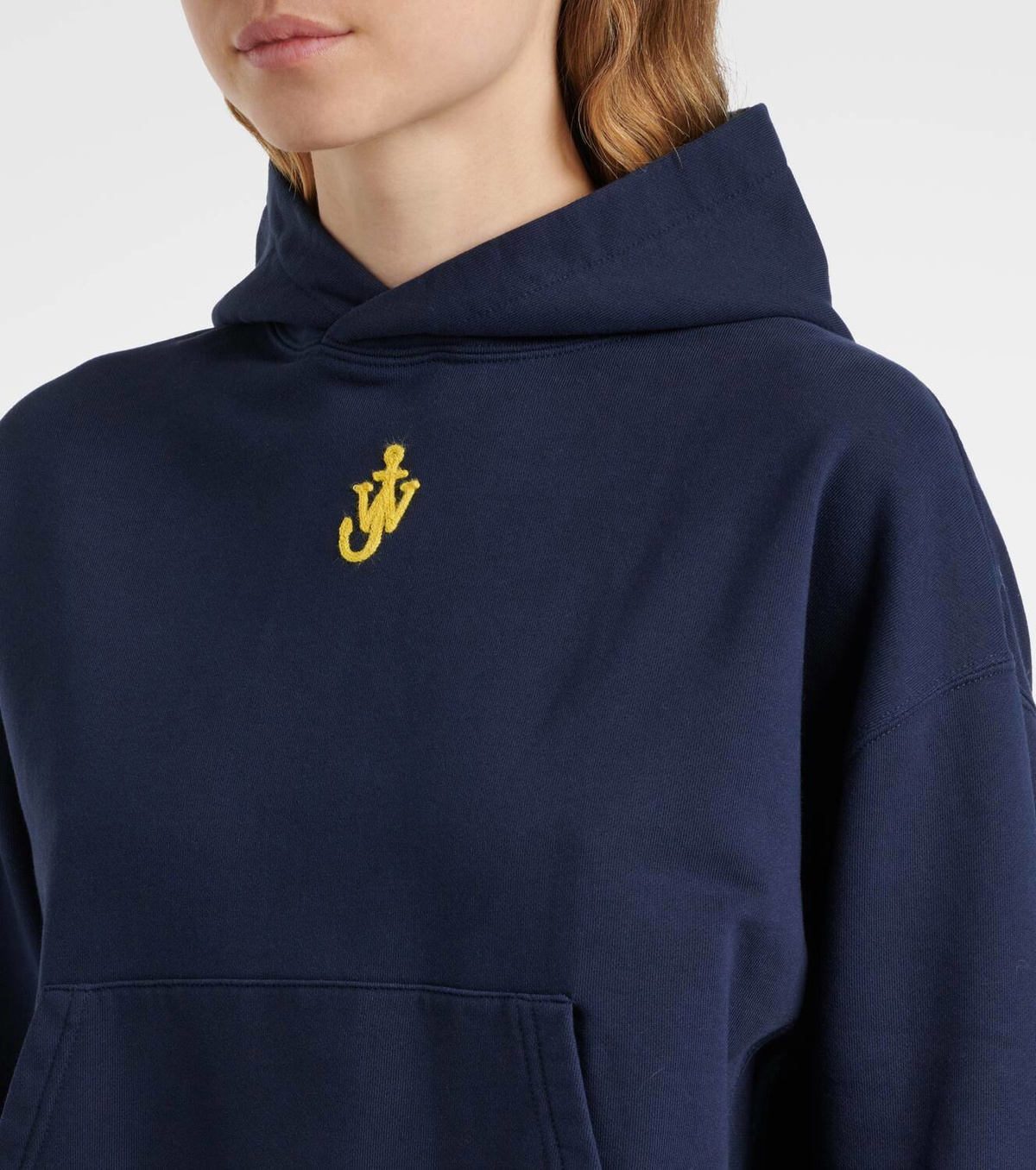 JW Anderson Anchor embroidered cropped cotton hoodie
