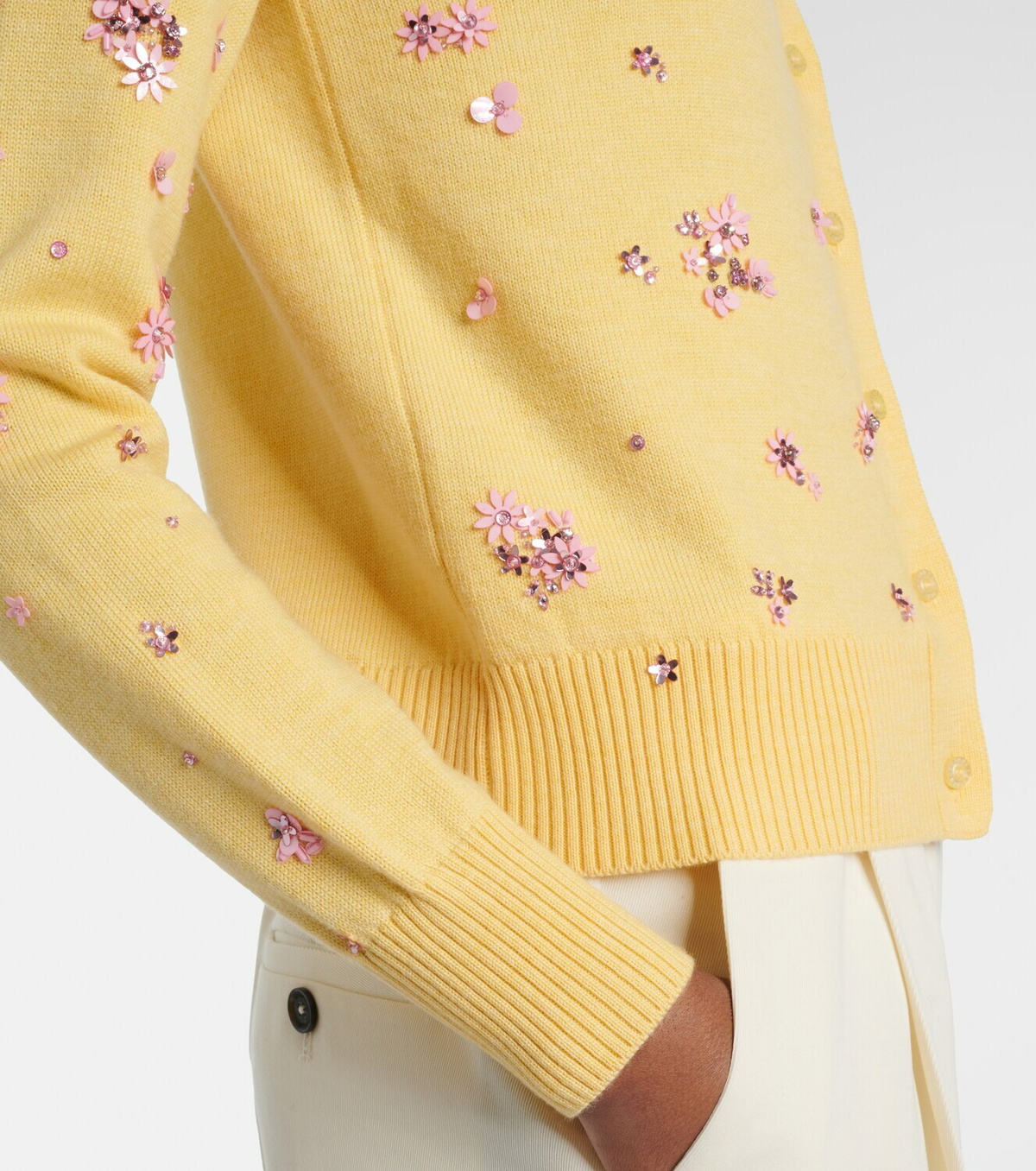 Oscar de la Renta Crystal Cluster virgin wool cardigan