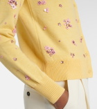 Oscar de la Renta Crystal Cluster virgin wool cardigan