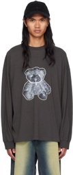 We11done Gray Necklace Teddy Long Sleeve T-Shirt