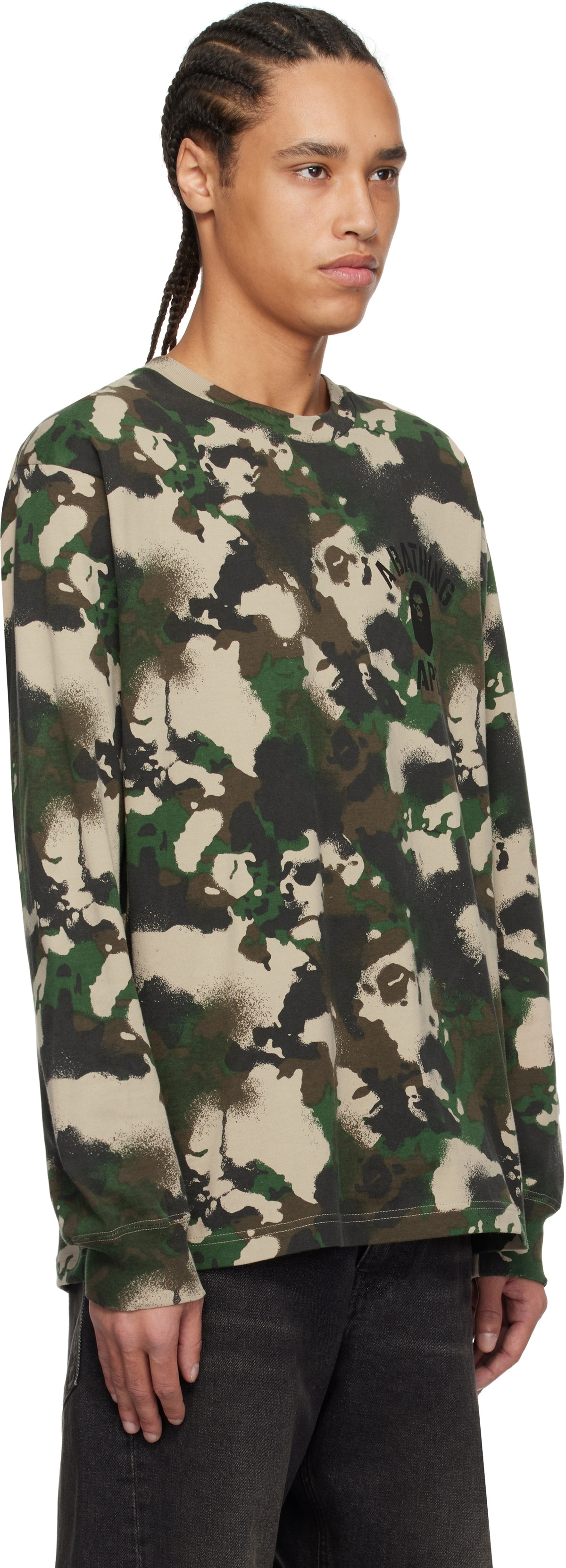 BAPE Green Map Camo Long Sleeve T-shirt A Bathing Ape