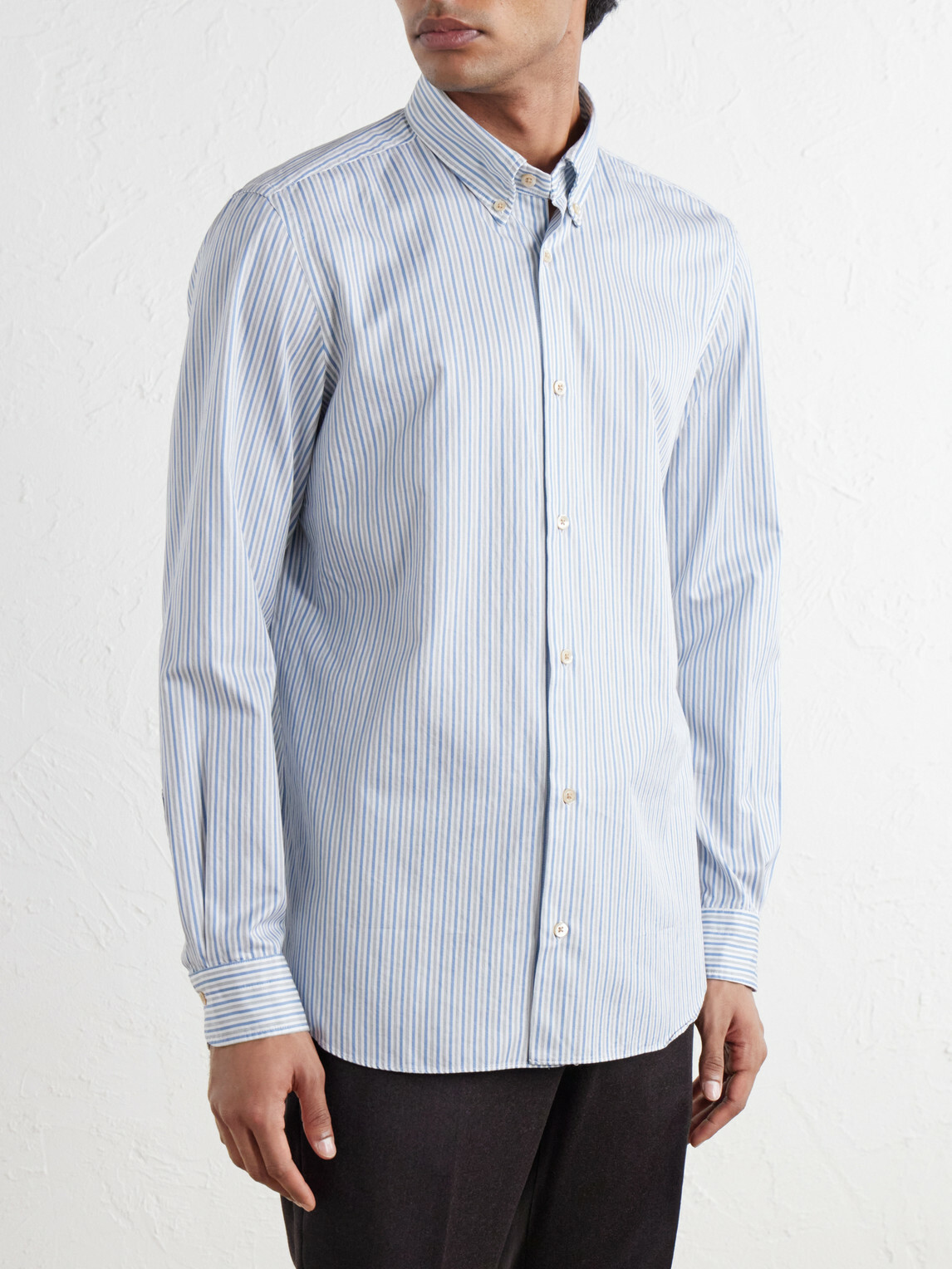 Boglioli - Button-Down Collar Striped Cotton Shirt - Blue