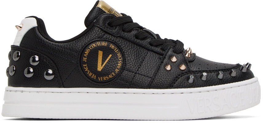 Versace Jeans Couture Black Court 88 Spiked Sneakers Versace