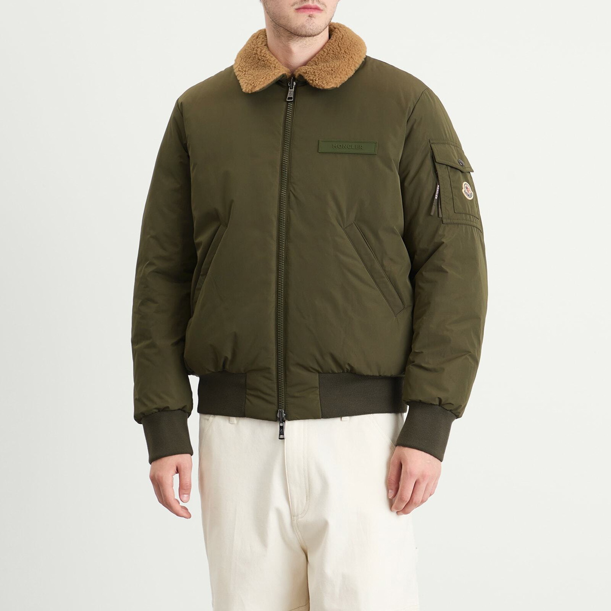 Moncler Men's Maulevrier Bomber Reversible Teddy Jacket in Green