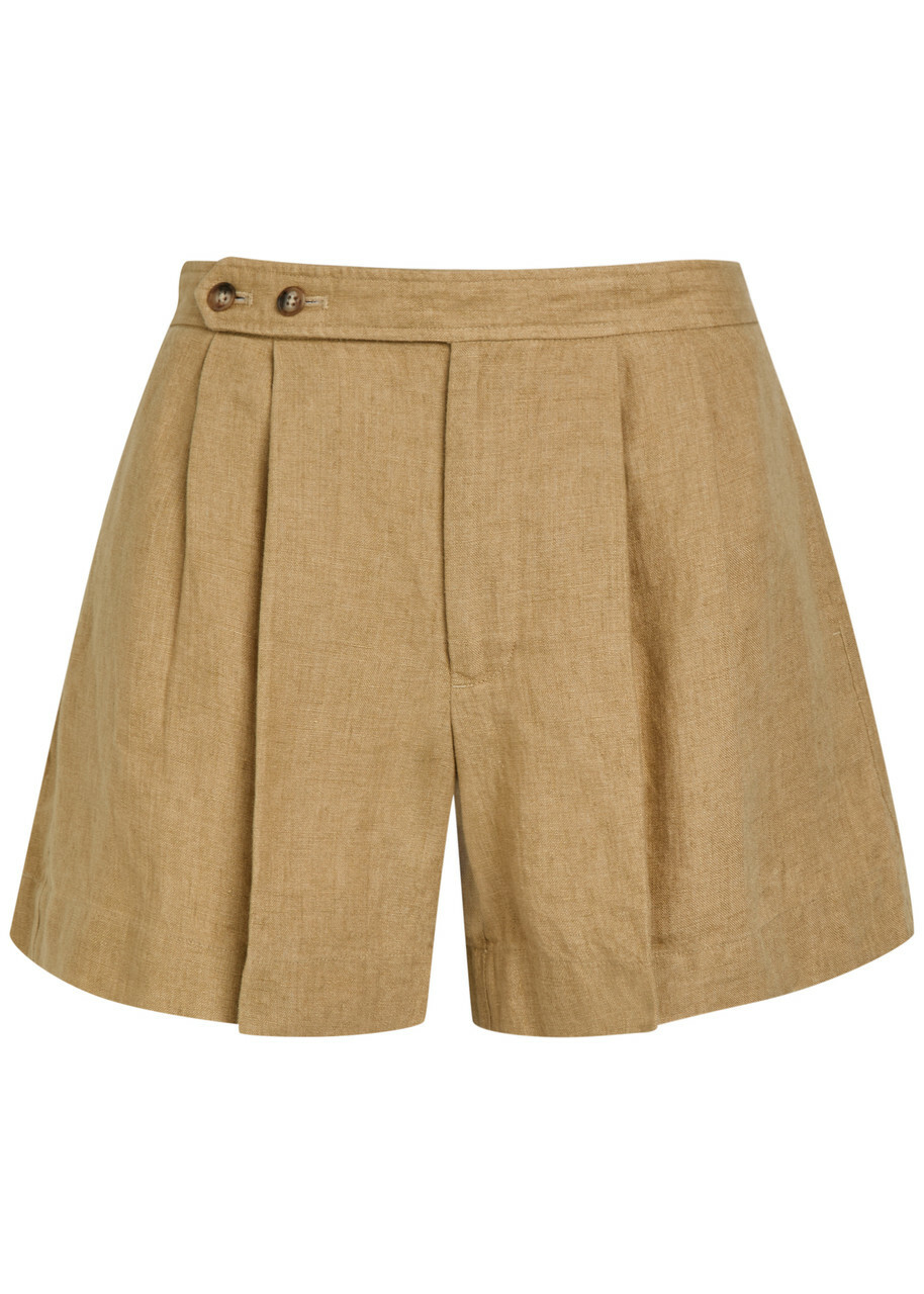 Polo Ralph Lauren Pleated Linen Shorts Brown
