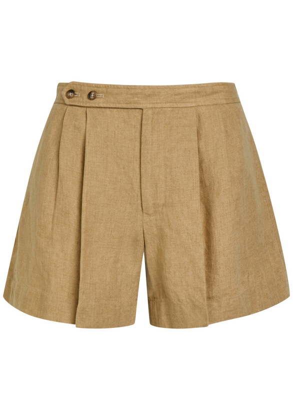 Photo: Polo Ralph Lauren Pleated Linen Shorts Brown