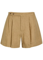 Polo Ralph Lauren Pleated Linen Shorts Brown