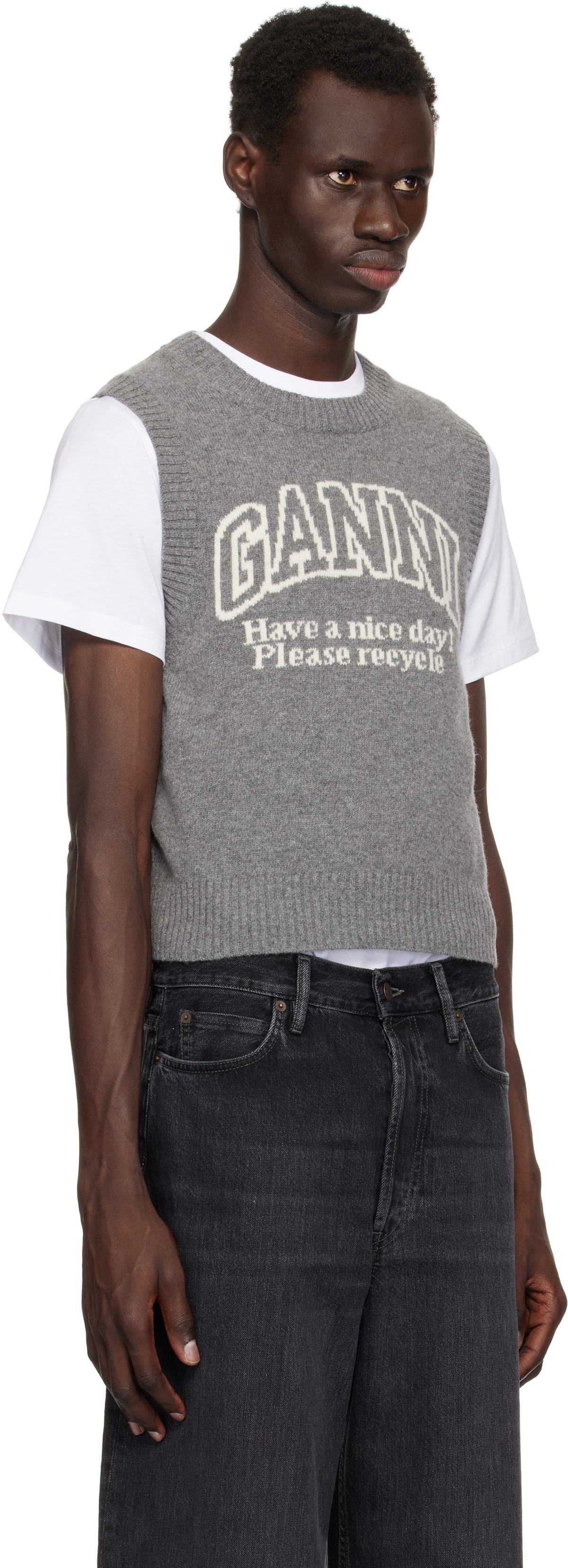 GANNI Gray Graphic Vest
