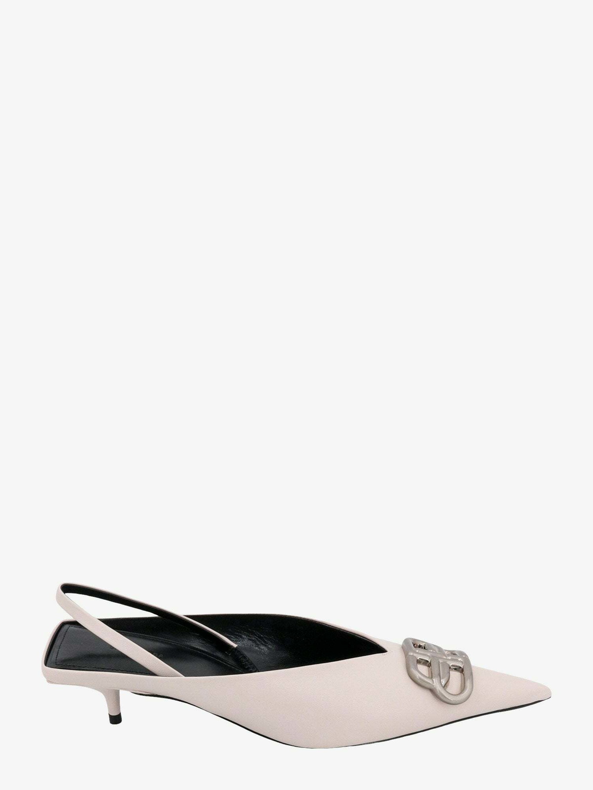 BALENCIAGA 25S HIGH-HEEL SLINGBACK 85 MM IN SILVER COW LEATHER