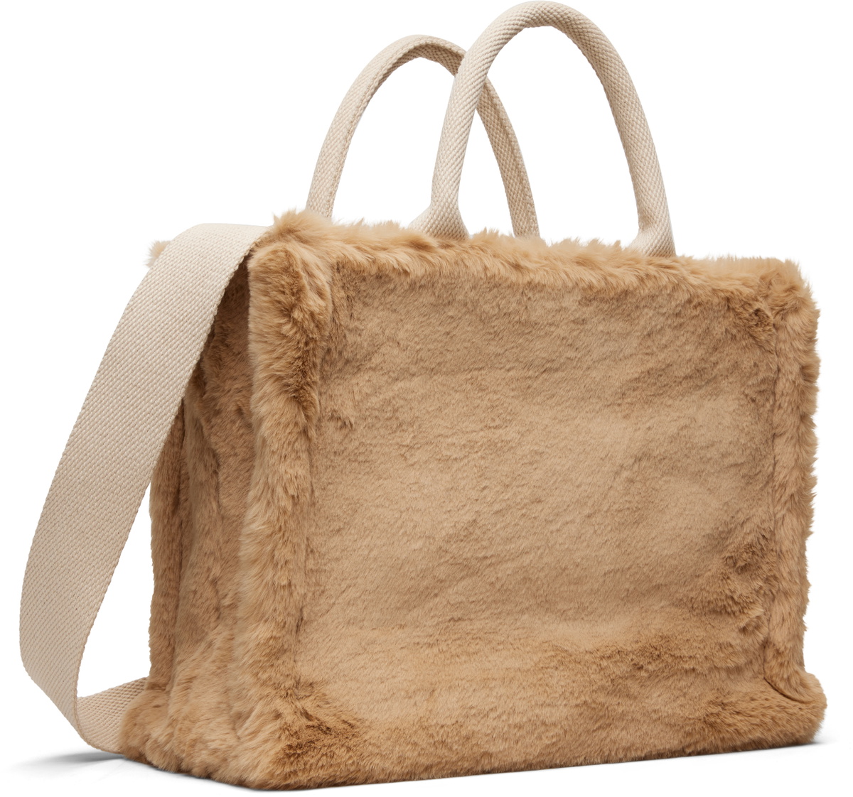 Marni Beige Small Faux-Fur Basket Tote