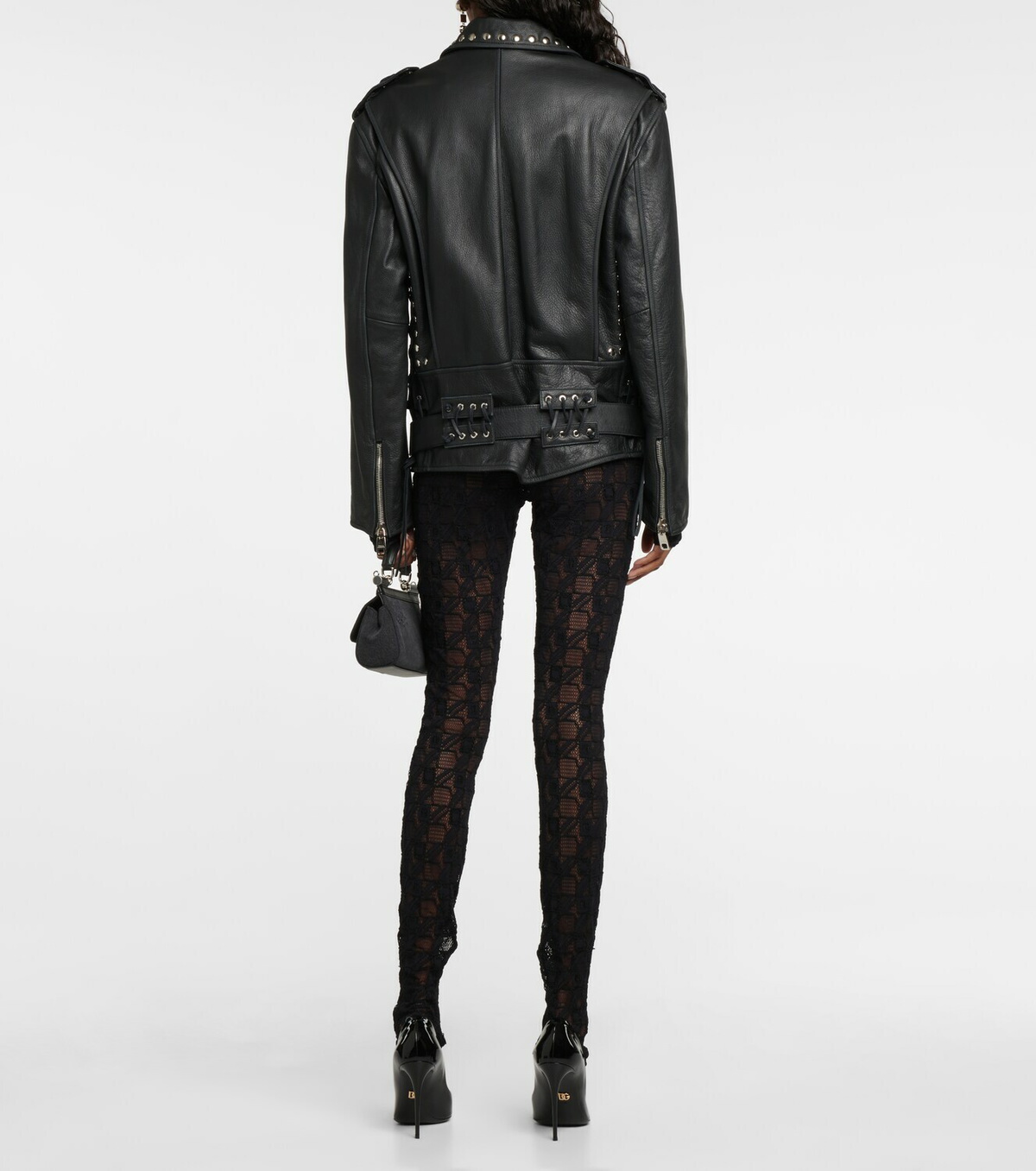 DOLCE&GABBANA Fur Leather Jacket Black 38 | PLAYFUL