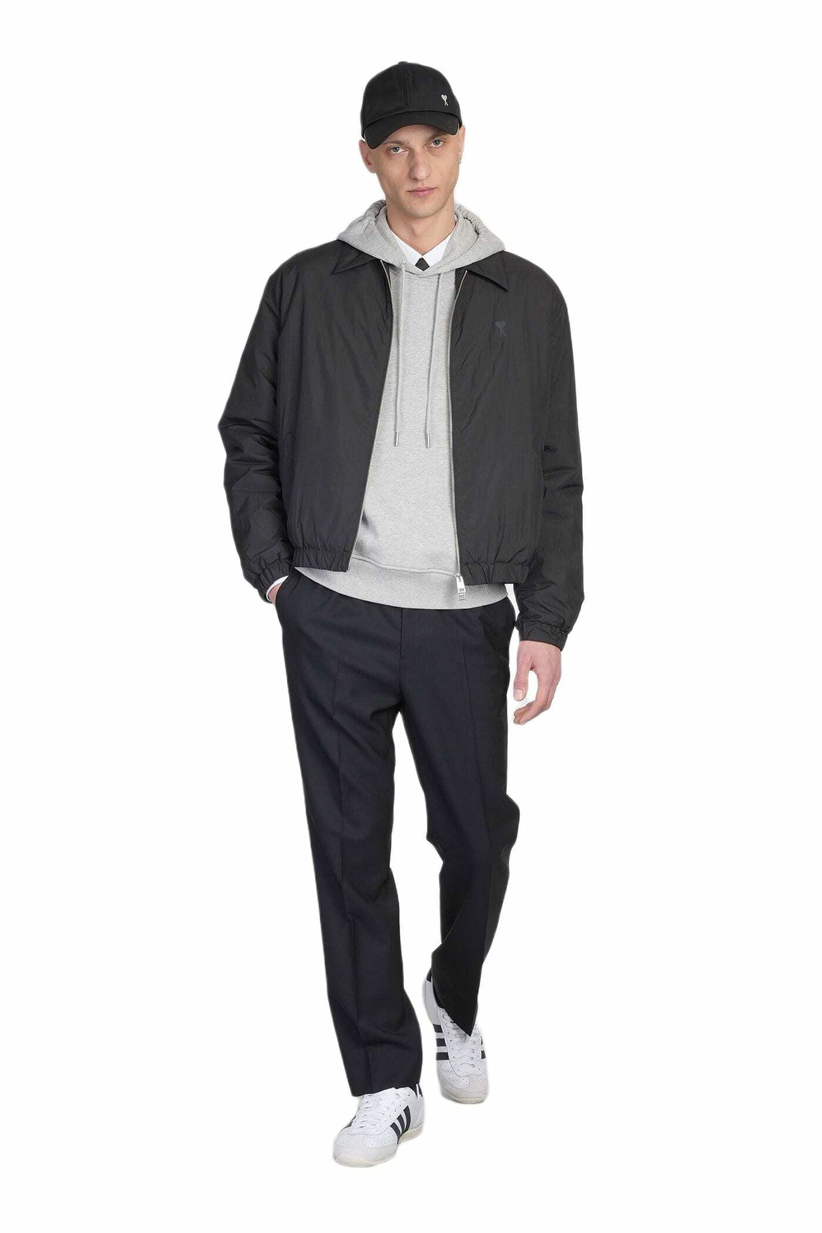 Ami Alexandre Mattiussi Bomber Jacket In Black Polyamide