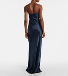 The Sei Ruched strapless silk satin corset dress