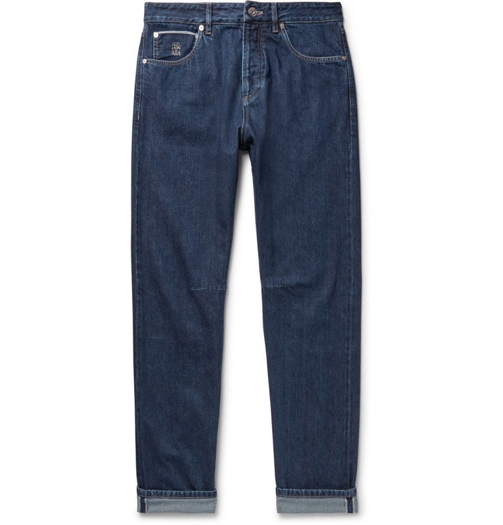 Photo: Brunello Cucinelli - Slim-Fit Selvedge Denim Jeans - Dark denim