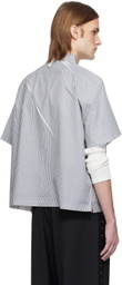 Karmuel Young Gray & White Square Printed Stripe Shirt