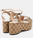 Gucci Horsebit GG canvas platform sandals