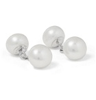 Trianon - White Gold Pearl Cufflinks - Silver
