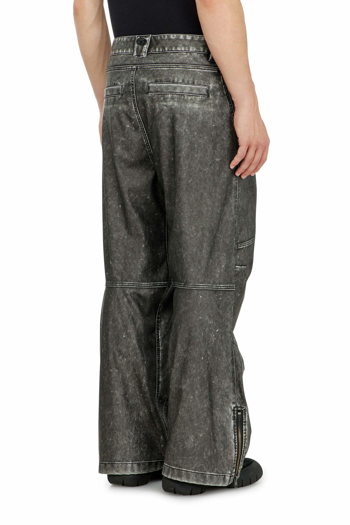 Diesel Pants in distressed-effect bonded material - Pants Mens in Grey