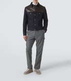 Brunello Cucinelli Leather-paneled denim jacket