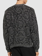 VERSACE Baroque Tweed Cotton Blend Knit Sweater