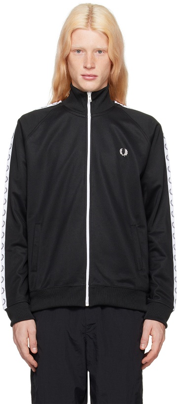 Photo: Fred Perry Black Contrast Tape Track Jacket