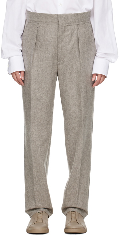 Photo: ZEGNA Gray Pleated Trousers