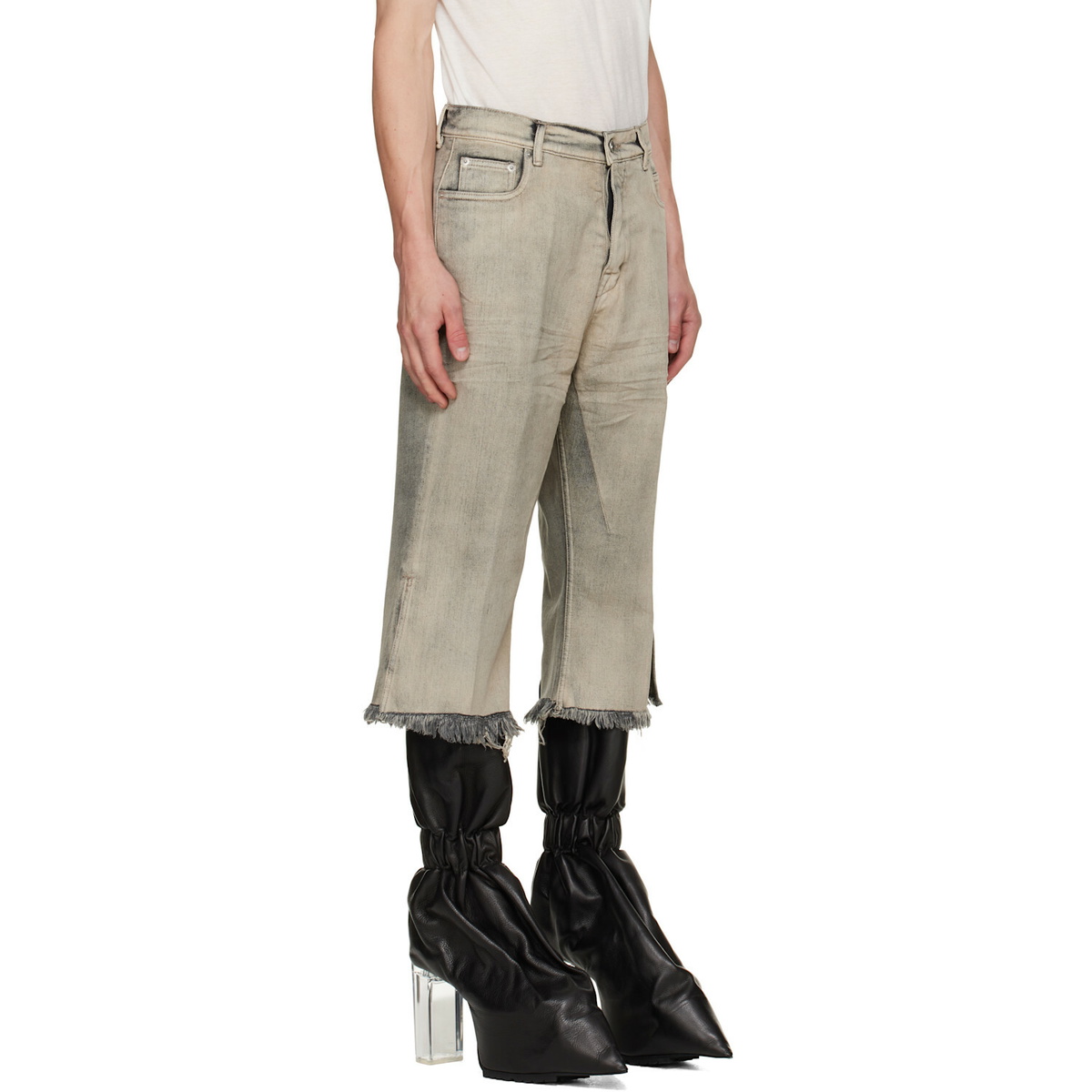 Rick Owens Beige Tower Bolan Cutoffs Jeans