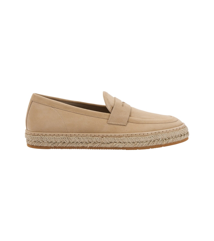 Photo: Giorgio Armani Jute-trimmed suede penny loafers
