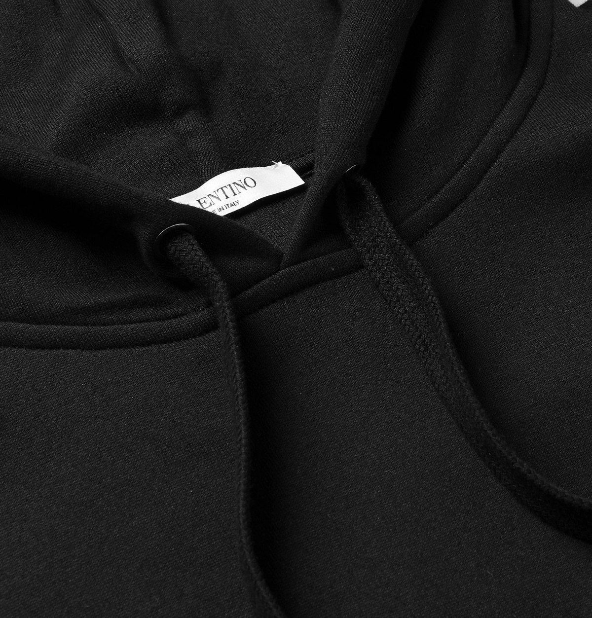 Valentino - Logo-Print Loopback Cotton-Blend Jersey Hoodie - Black ...