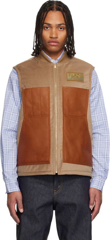 Photo: Junya Watanabe Beige & Green Filson Edition Faux-Suede Vest