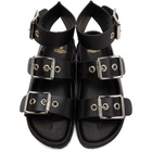 Vivienne Westwood Black Leather Alex 3-Strap Sandals