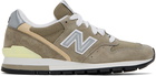 New Balance Gray & Khaki Made In USA 996 Core Sneakers