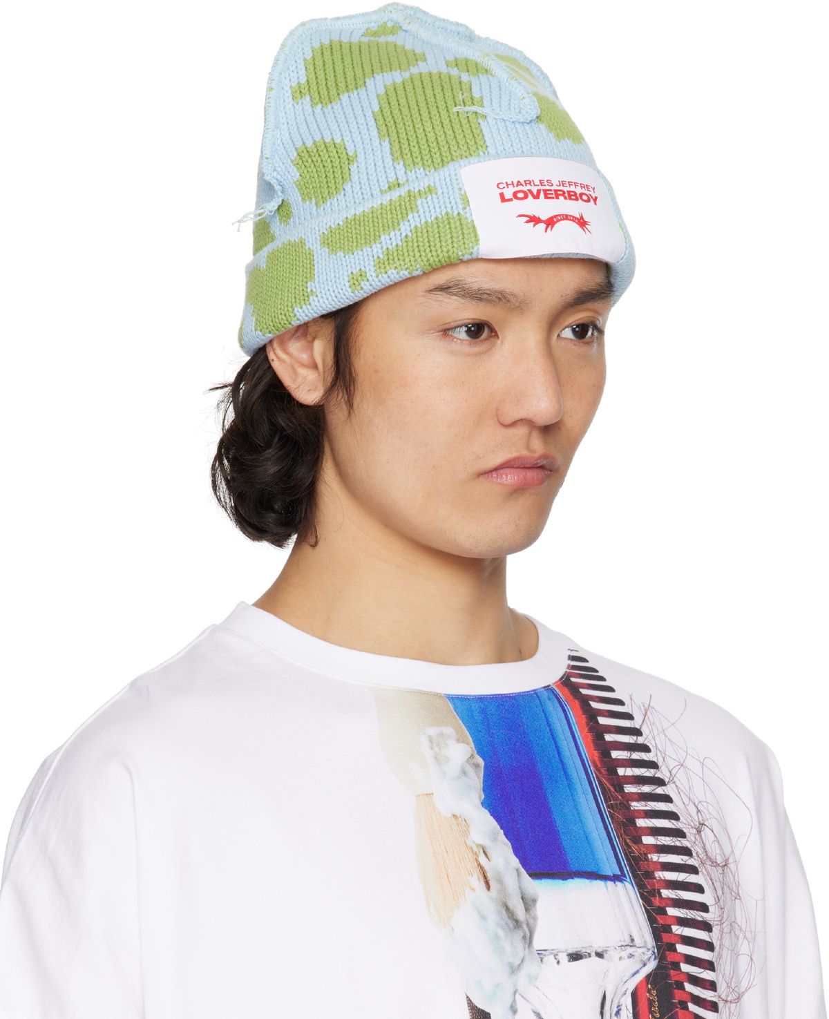 Charles Jeffrey LOVERBOY Blue & Green Loverboy Beanie  display picture 1