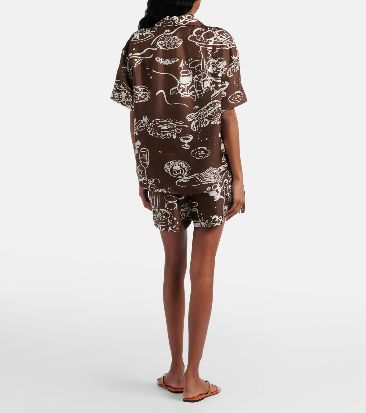 Asceno Zurich printed silk twill shorts