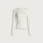 END. Women's Henley LS Top in Off White