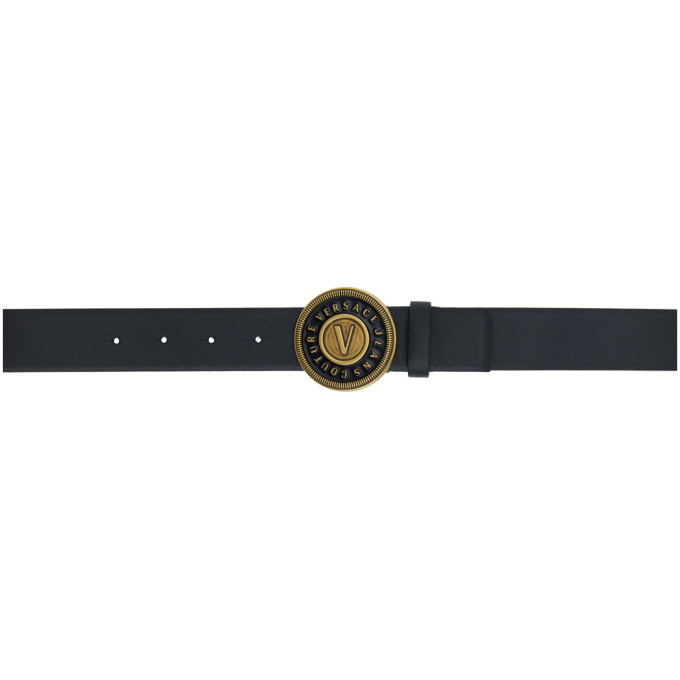 Photo: Versace Jeans Couture Black and Gold Round Buckle Belt