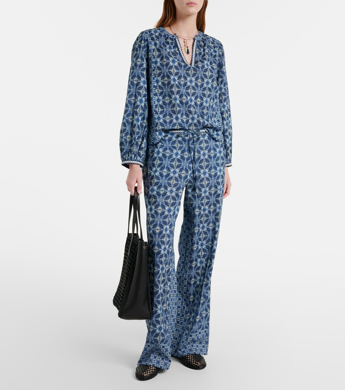 Velvet Claudie printed cotton blouse