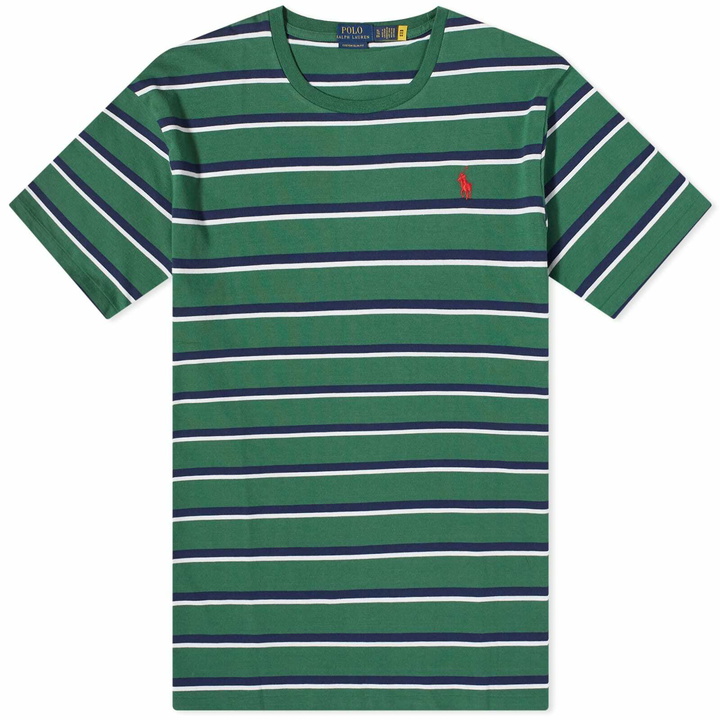 Photo: Polo Ralph Lauren Men's Multi Stripe T-Shirt in Verano Green Multi