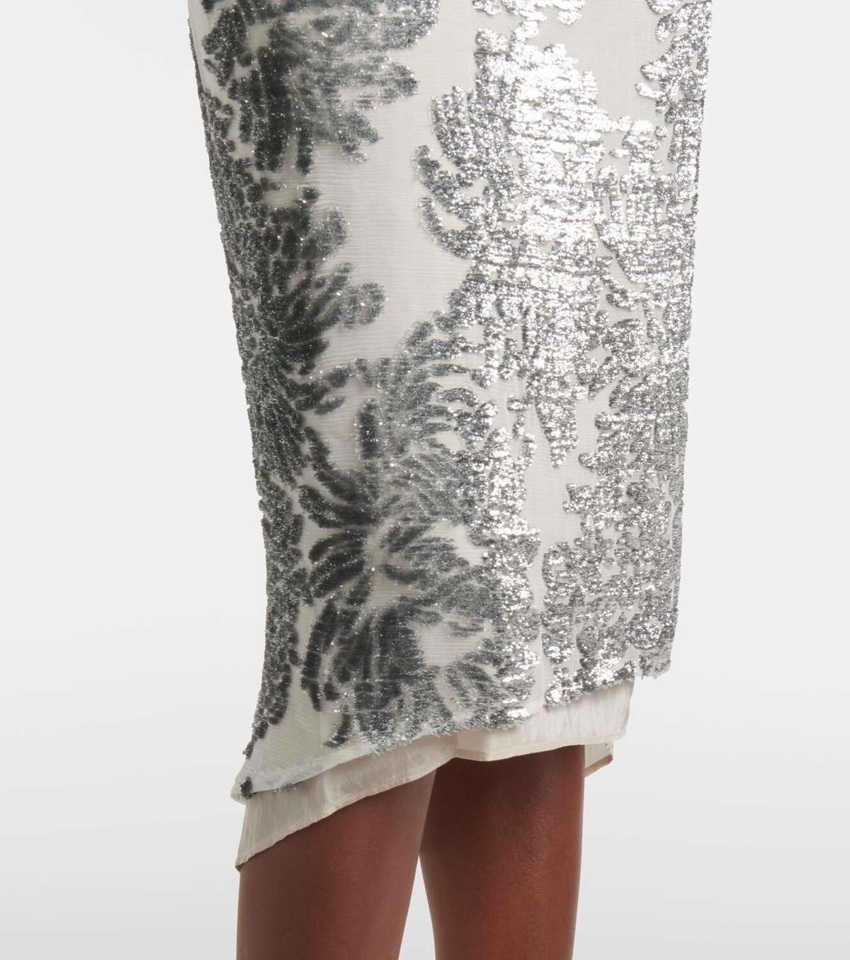 Jacques Wei Floral embellished silk-blend slip dress