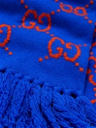GUCCI - Fringed Logo-Intarsia Wool Scarf