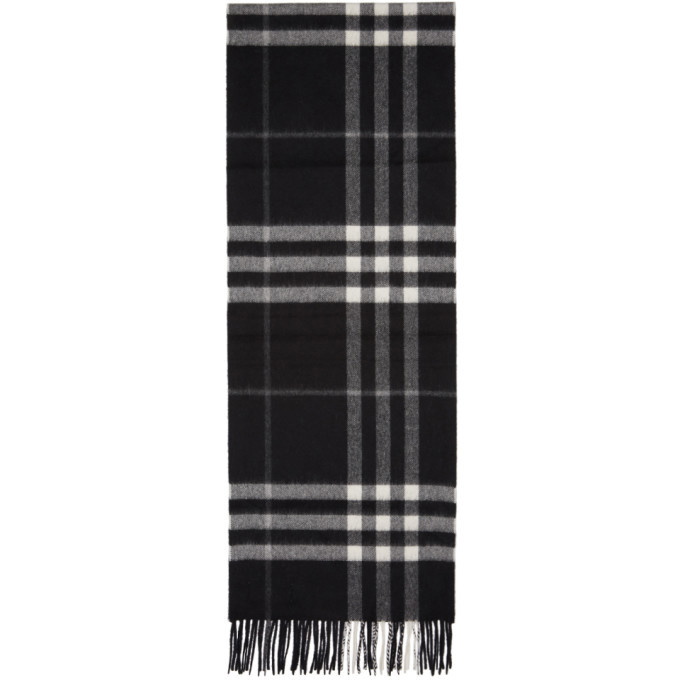 Photo: Burberry Black Cashmere Giant Check Scarf