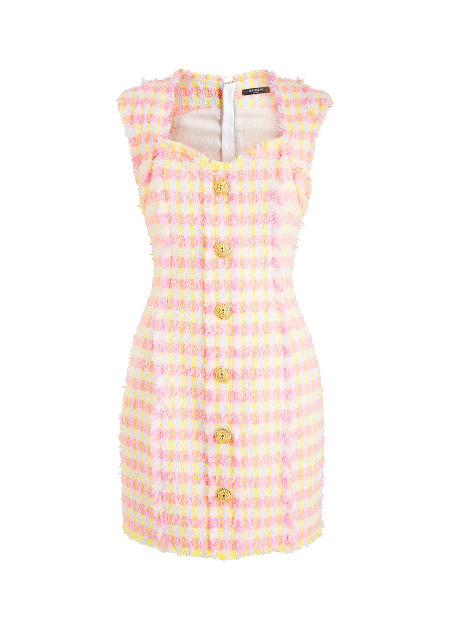 Balmain Checked Tweed Mini Dress Multicoloured 1 Balmain