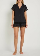Eberjey Malou Lace-trim Jersey Pyjama set Black