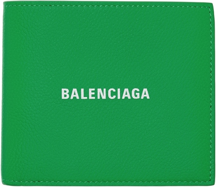 Photo: Balenciaga Green Logo Square Folded Cash Wallet