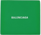 Balenciaga Green Logo Square Folded Cash Wallet