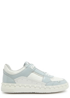 Valentino Freedots Panelled Leather Sneakers White And Grey