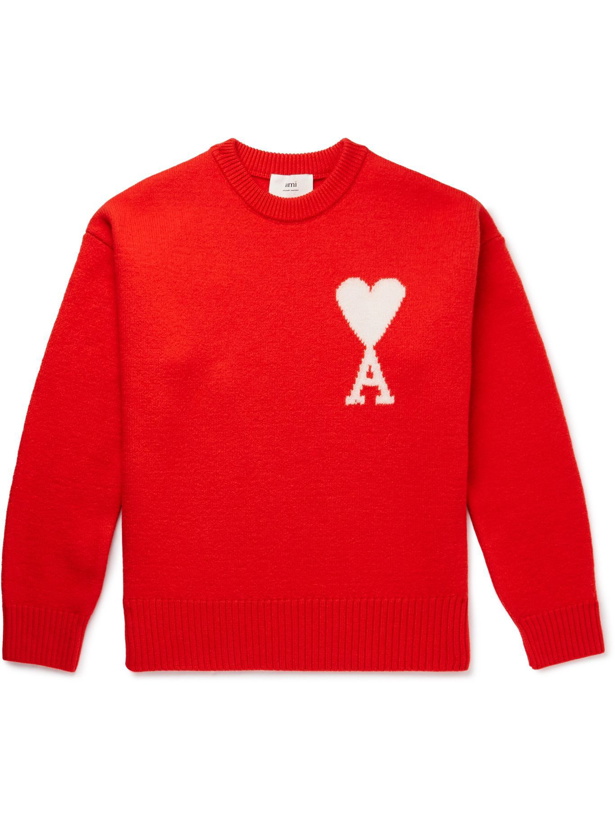 Photo: AMI PARIS - Intarsia Wool Sweater - Red