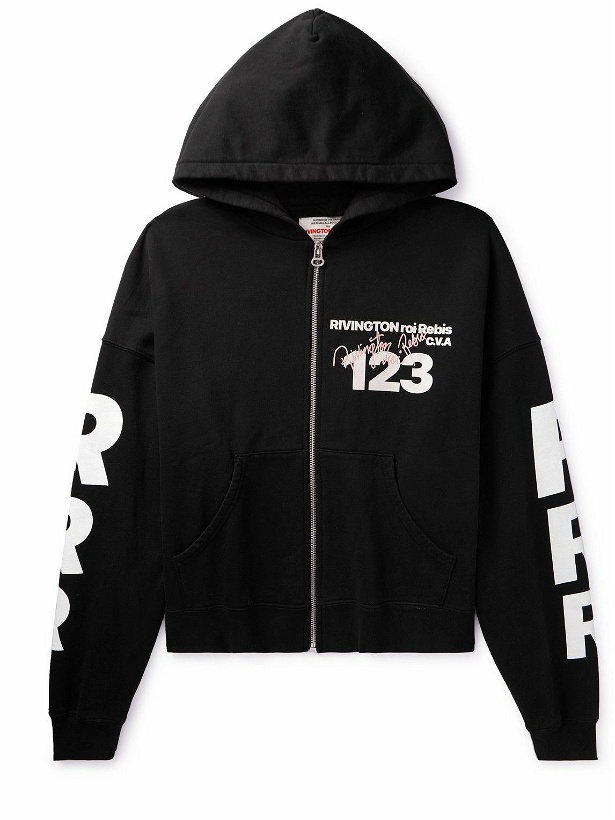 Photo: RRR123 - C.V.A NYC Logo-Print Cotton-Jersey Zip-Up Hoodie - Black